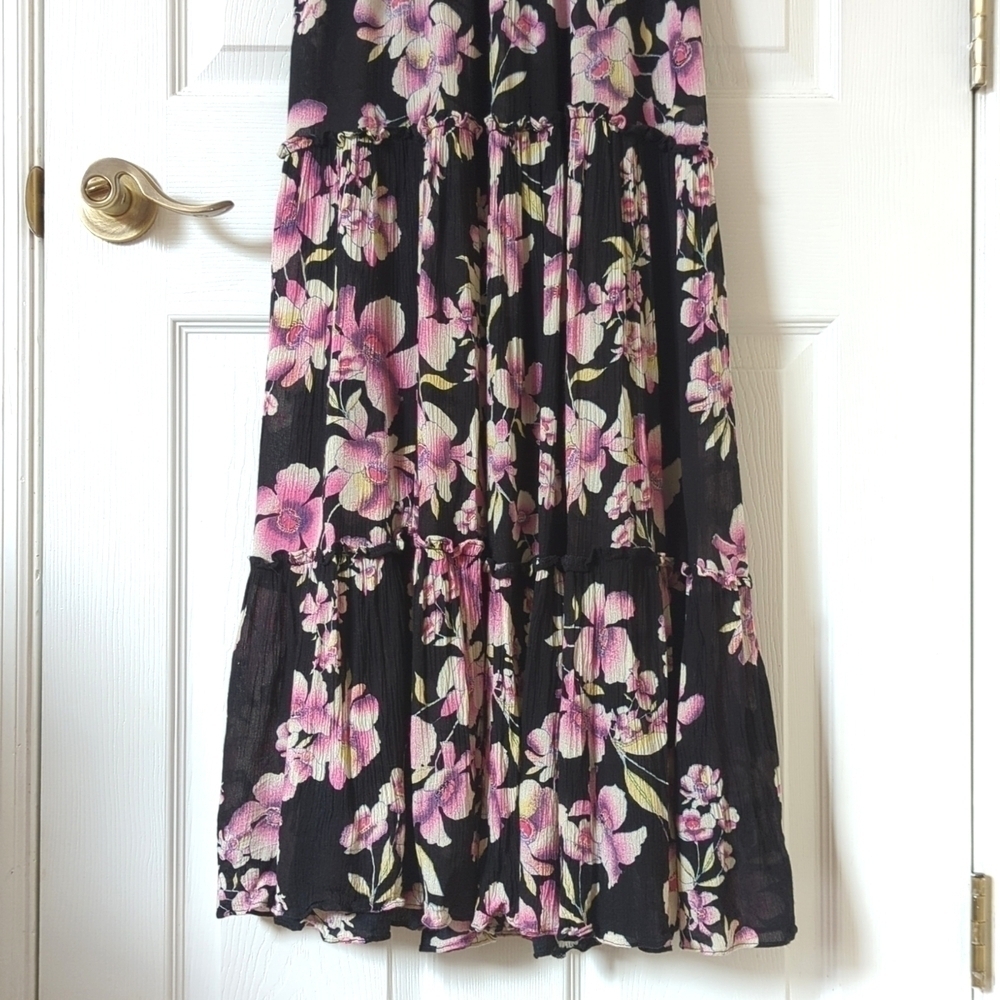 Intimately Free People Onyx Garden Party Floral Tiered A-Line Maxi Dress Black - Picture 13 of 14